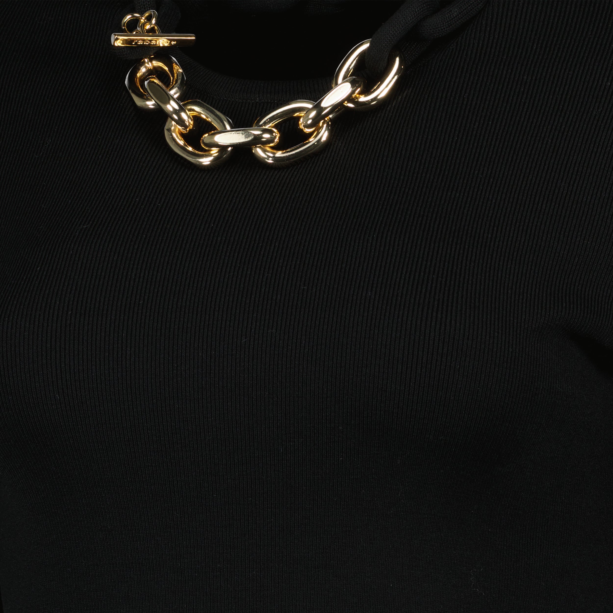 T-shirts Pull en laine avec chaîne en maillons Rabanne Noir Femme