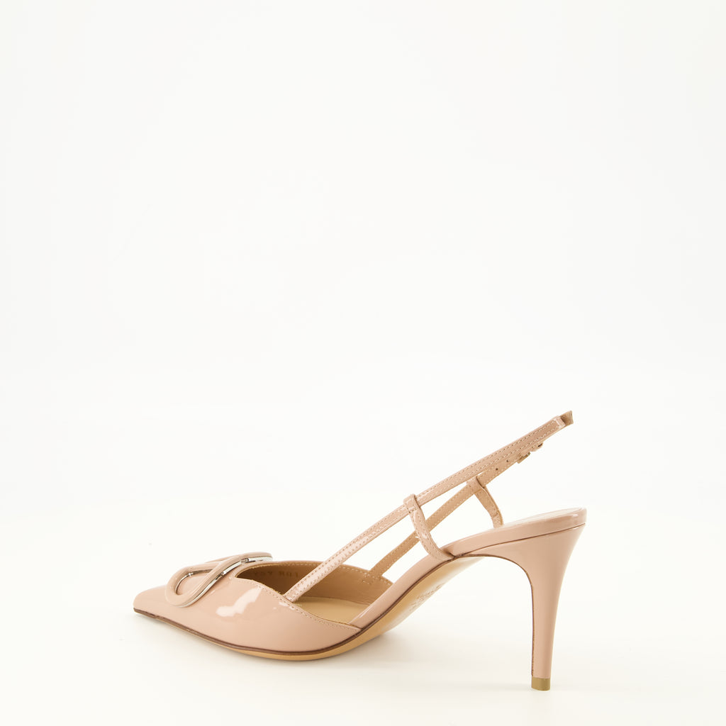 Escarpins VLogo Pumps en Cuero Patente Rosa Valentino Garavani Rose Femme