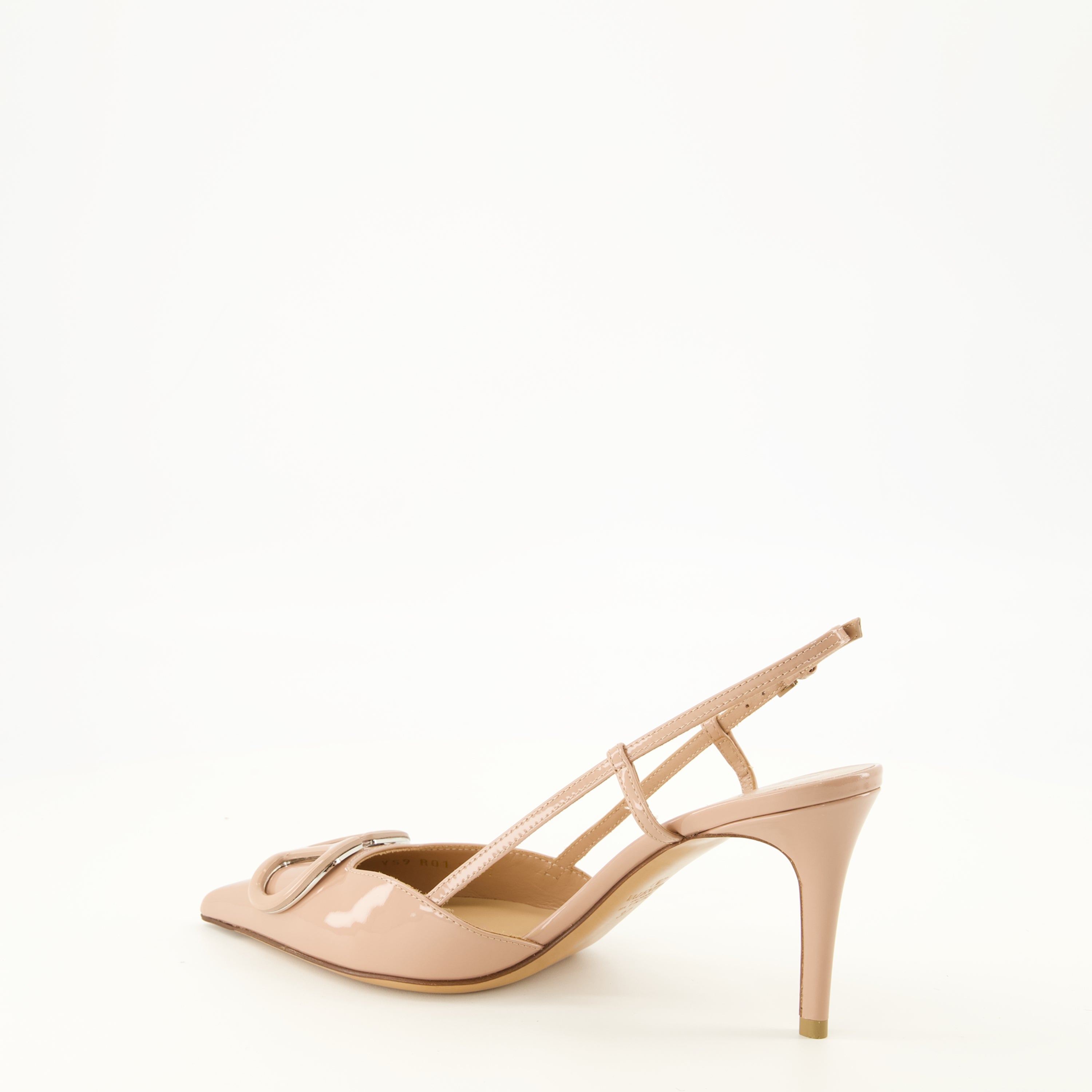 Escarpins VLogo Pumps en Cuero Patente Rosa Valentino Garavani Rose Femme