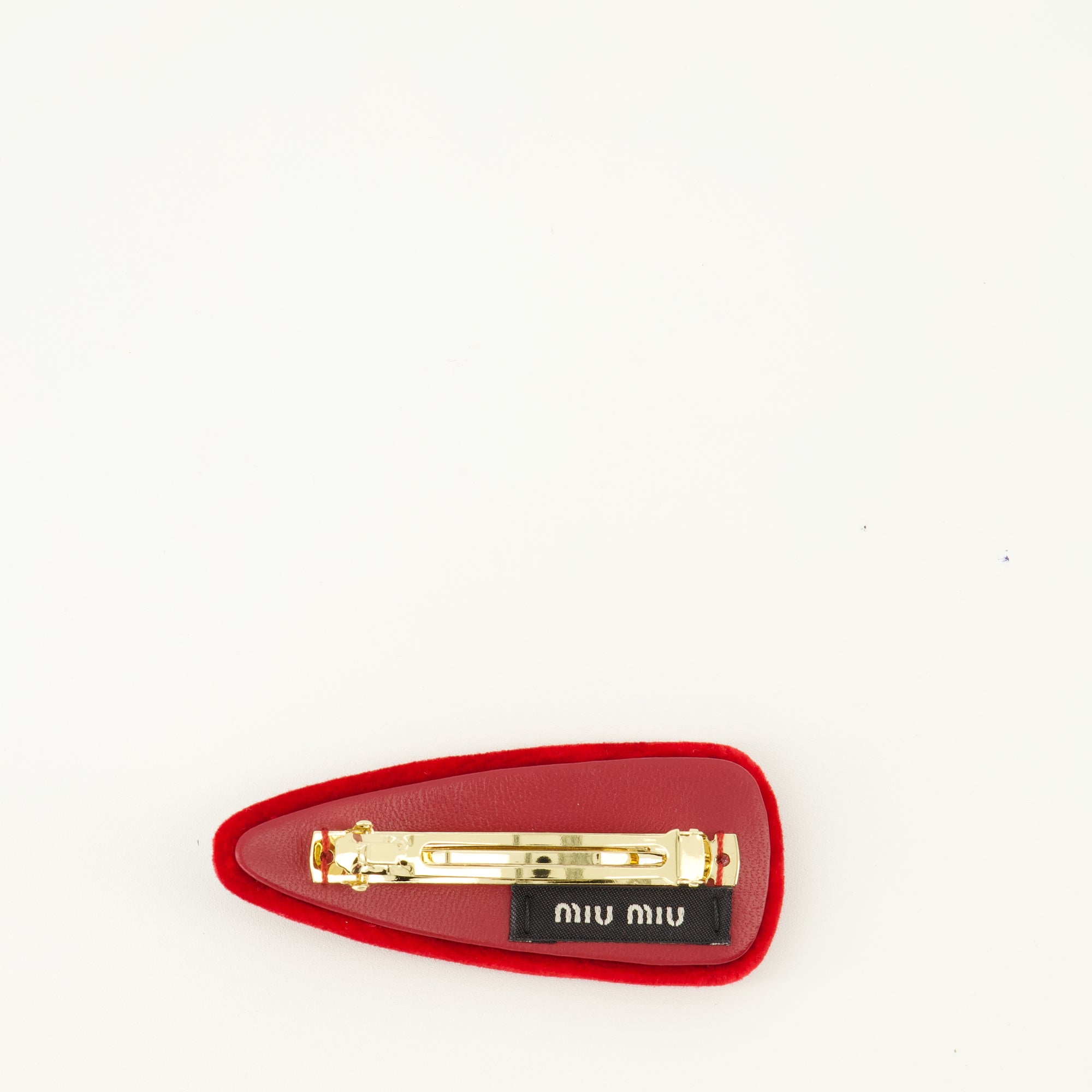 Bild des Miu Miu Damen-Haarclips aus rotem Samt - Frühjahr/Sommer 2026 - Rückansicht