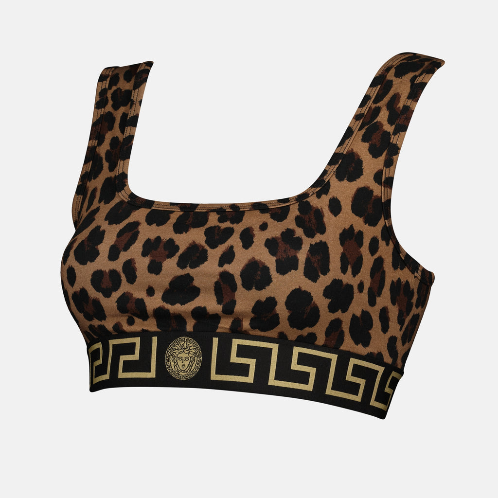 Tops Brassière Greca leopard Versace Marrom Femme