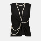 Top Top Decorato con Perline Moschino Nero Donne