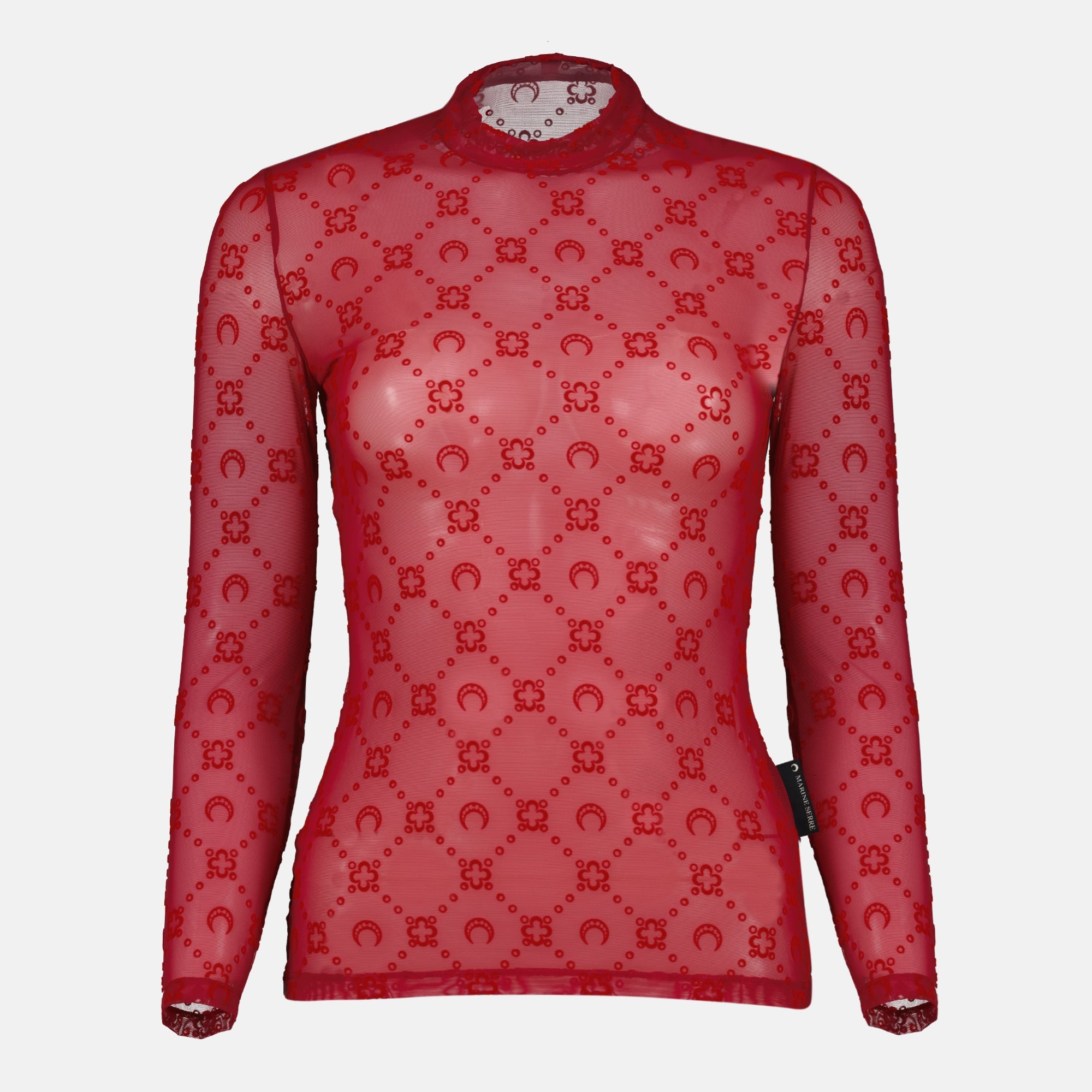 Image de l'article Top monogram en mesh rouge de la marque Marine Serre pour Femme - Saison Automne-Hiver 2025 - Vue de Face