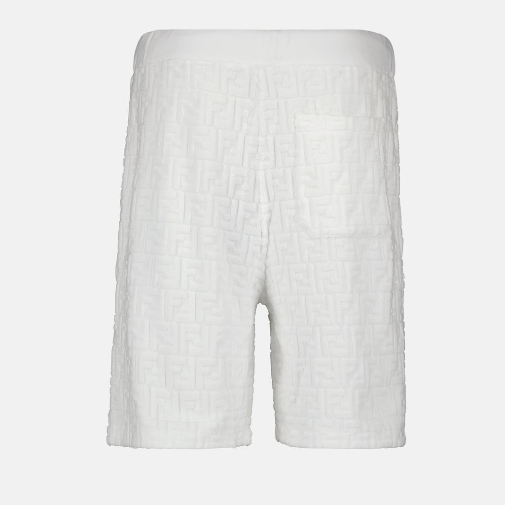 Shorts Short FF en coton éponge Fendi Blanc Homme