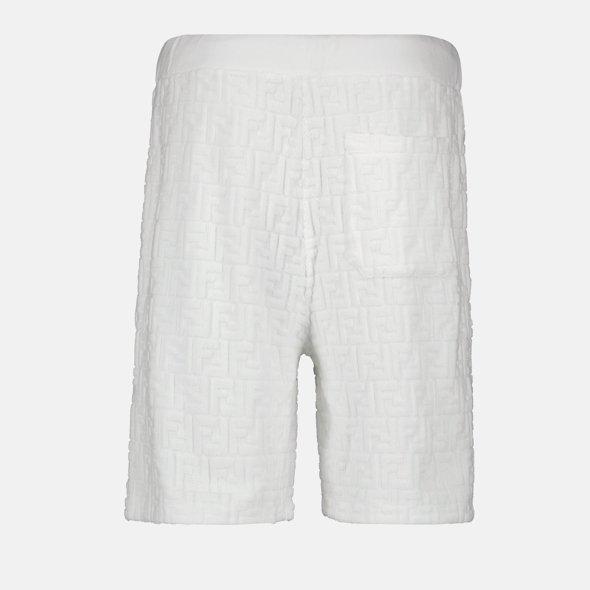 Shorts Short FF en coton éponge Fendi Blanc Homme