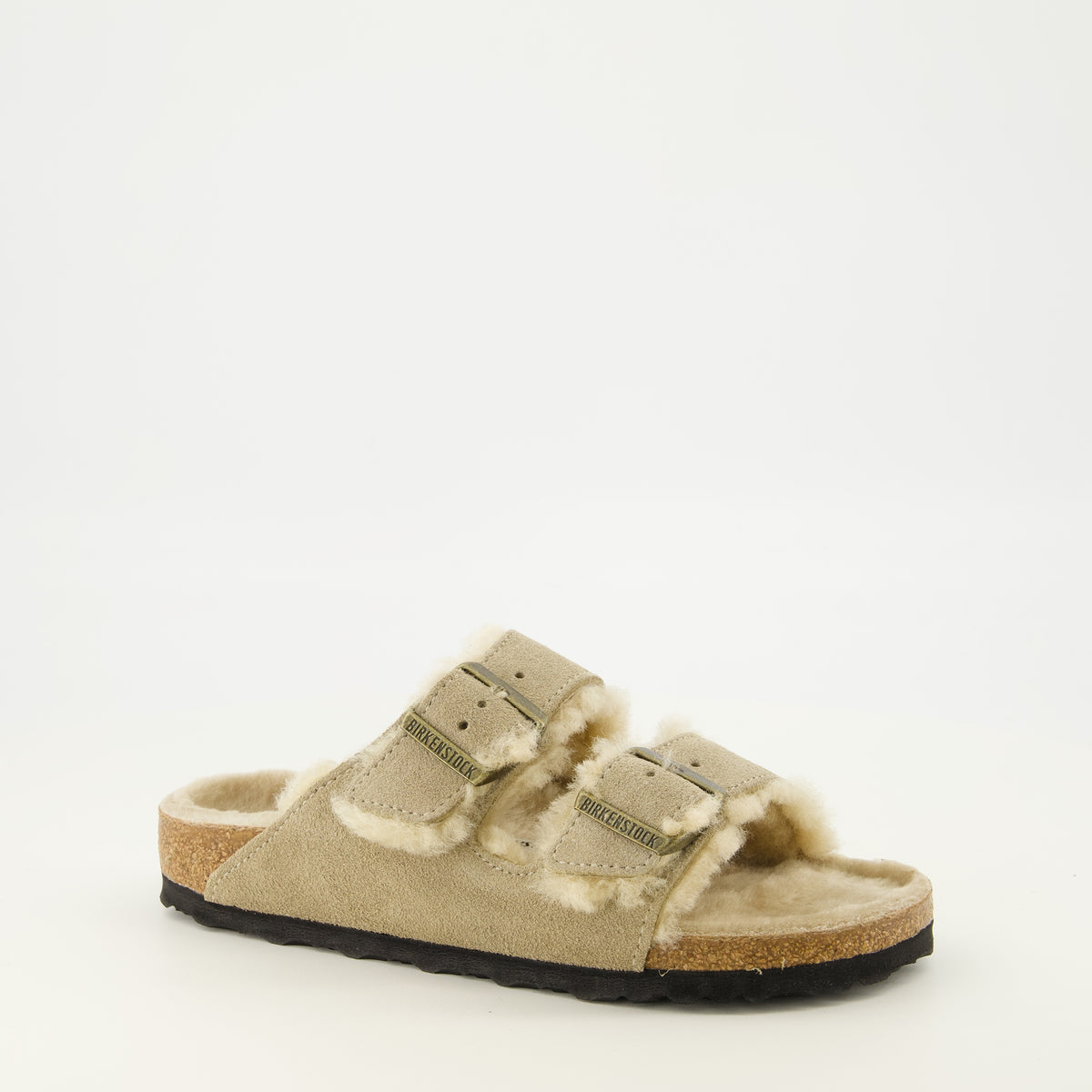 Chaussures ouvertes 베이지 퍼 아리조나 샌들 Birkenstock Beige Unisexe
