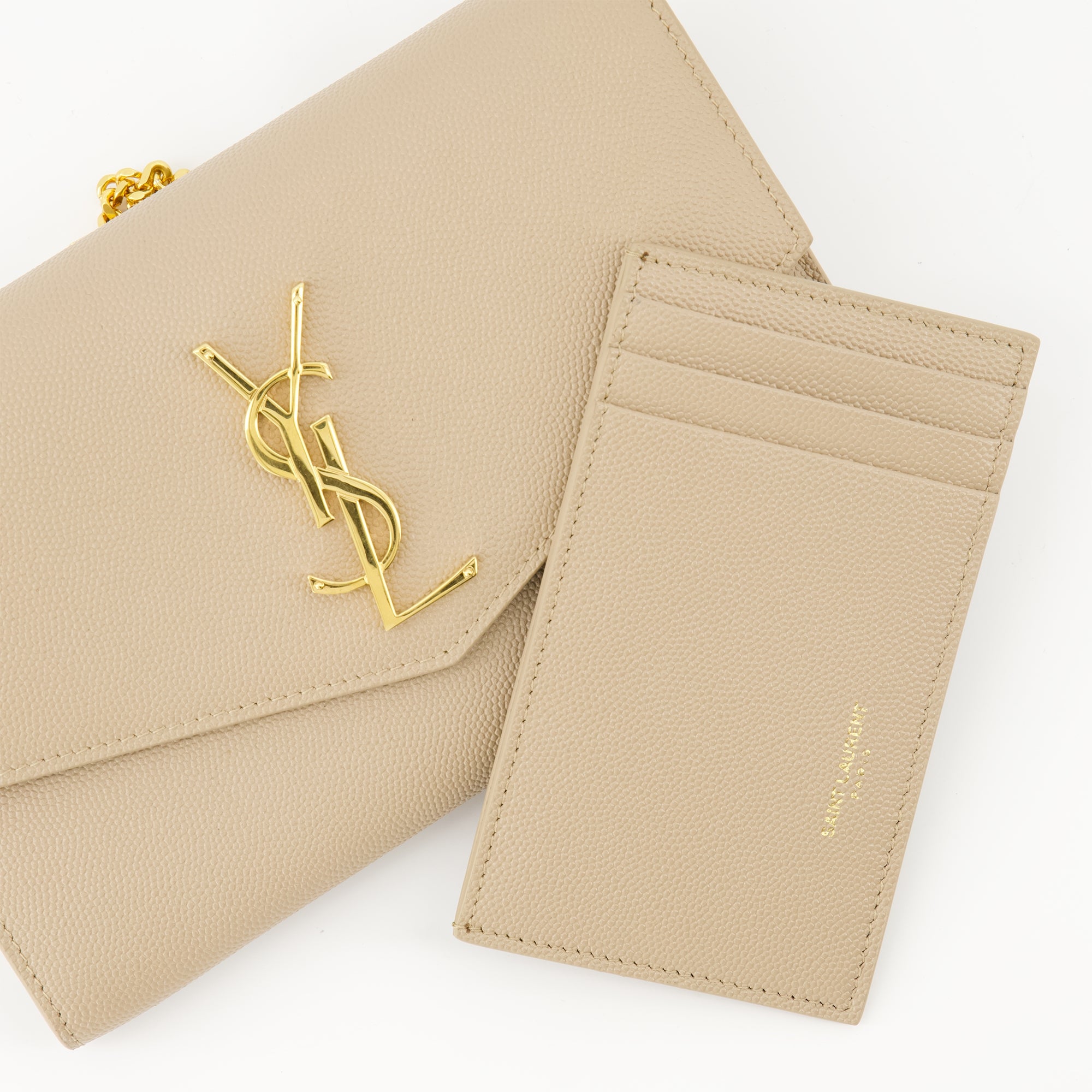 Sacs bandoulière Pochette Uptown à chaîne Saint Laurent Beige Femme