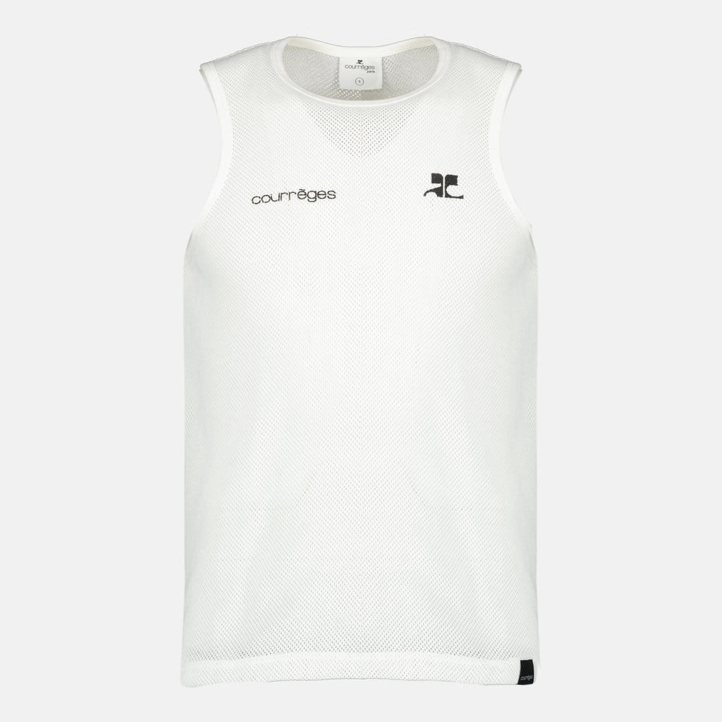 Imagen del tank top de malla blanca de la marca Courrèges para Hombre - Temporada Primavera-Verano 2026 - Vista Frontal