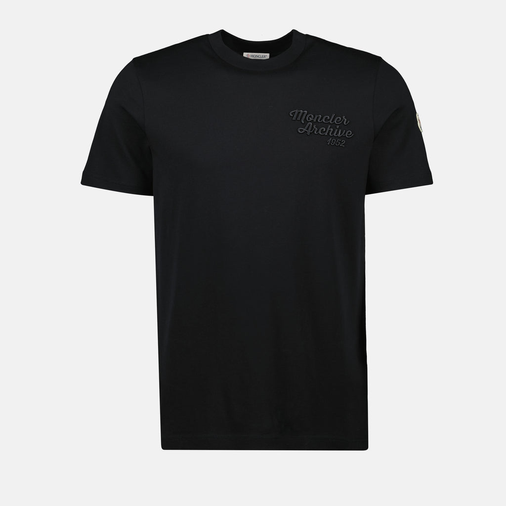 T-shirt T-Shirt con Logo Ricamato Moncler Nero Homme