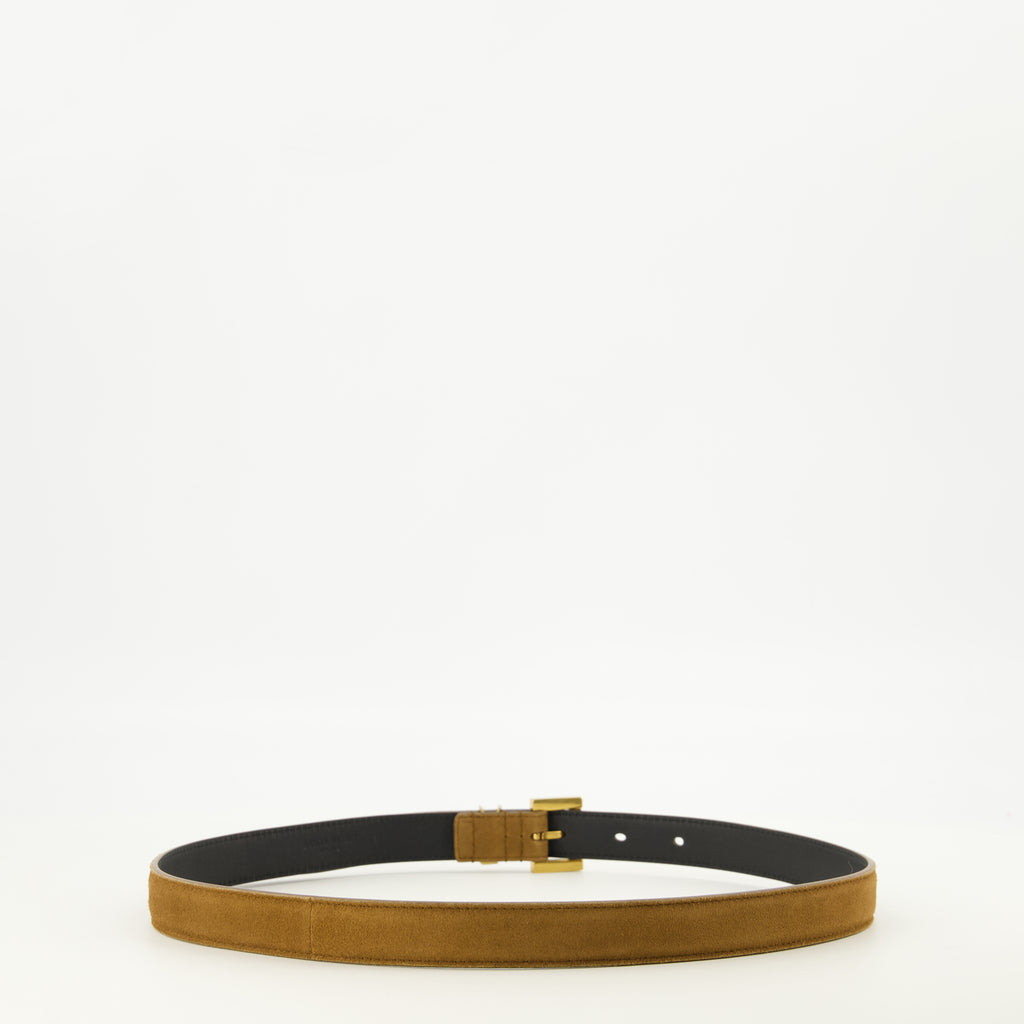 Ceintures カサンドル ブラウンスエードベルト Saint Laurent Marron Femme