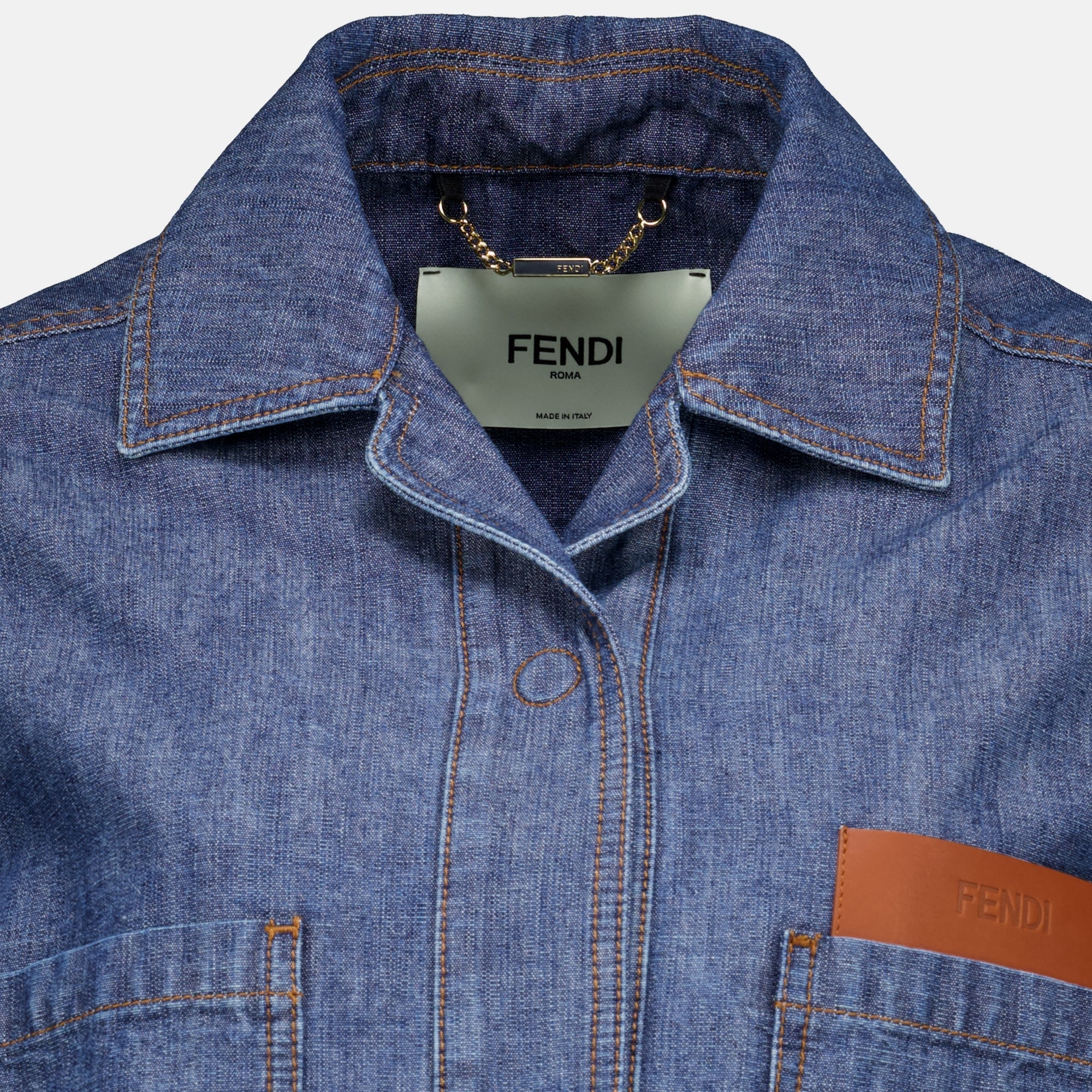 Vestes 블루 데님 자켓 Fendi Bleu Femme