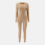 Imagen del mono largo Jersey Moon beige de la marca Marine Serre para mujer - Temporada Otoño-Invierno 2025 - Vista Frontal