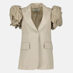 Bild des Artikels Beige Leinen ohne Ärmel Jacke mit Rüschen von Max Mara für Damen - Frühling-Sommer 2026 - Vorderansicht