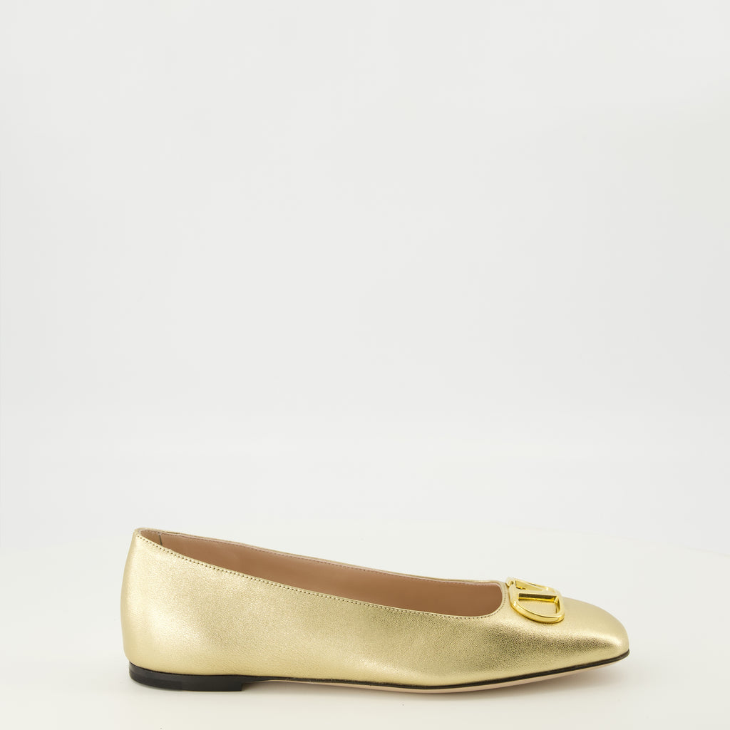 Chaussures plates VLogo 나파 가죽 발레리나 Valentino Garavani Doré Femme