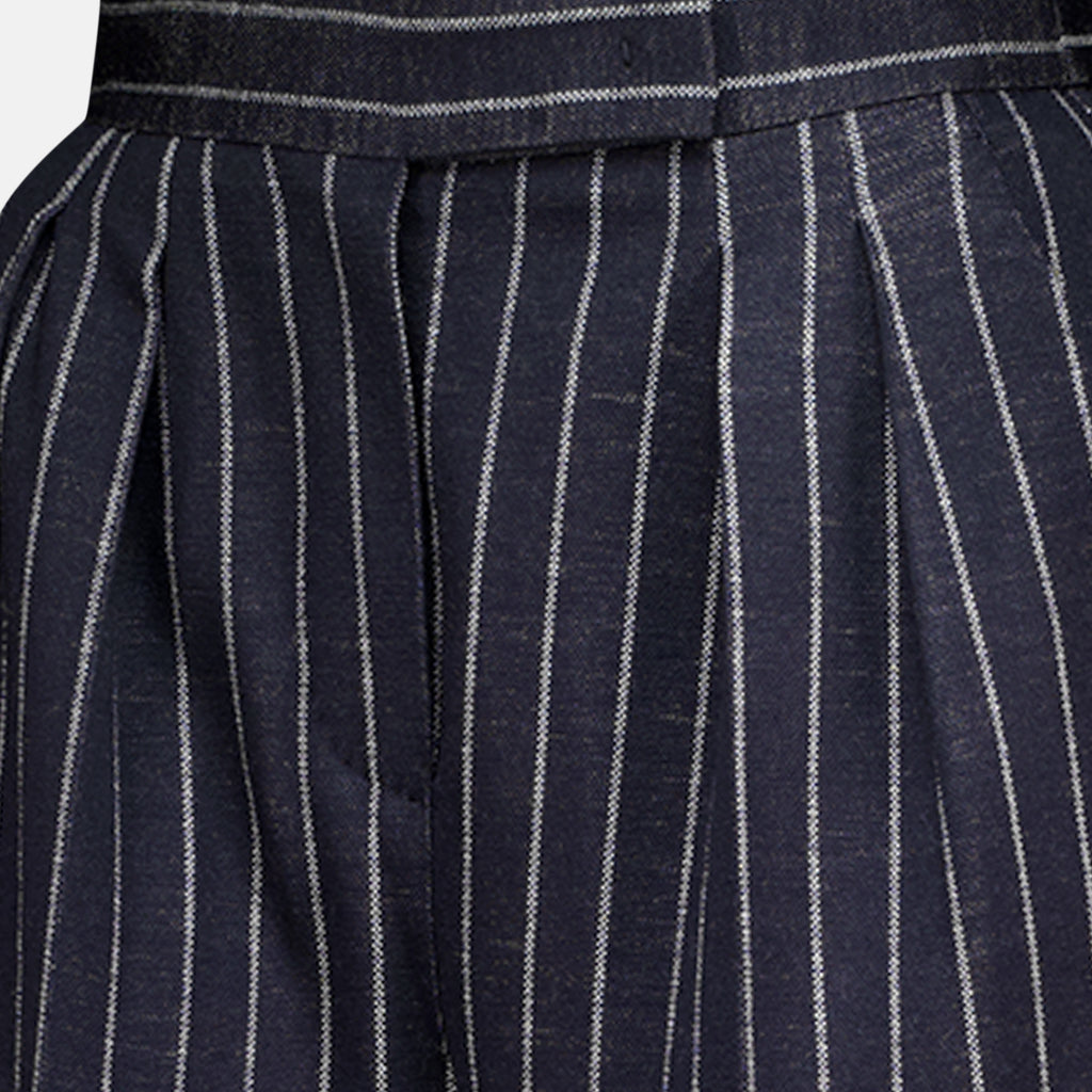 Pantalons Pantalon en laine à rayures bleu marine Max Mara Bleu foncé Femme