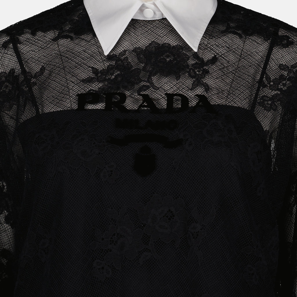 Kleider P3I67R S 231 12BZ f0967 nero+bianco Prada Schwarz Femme