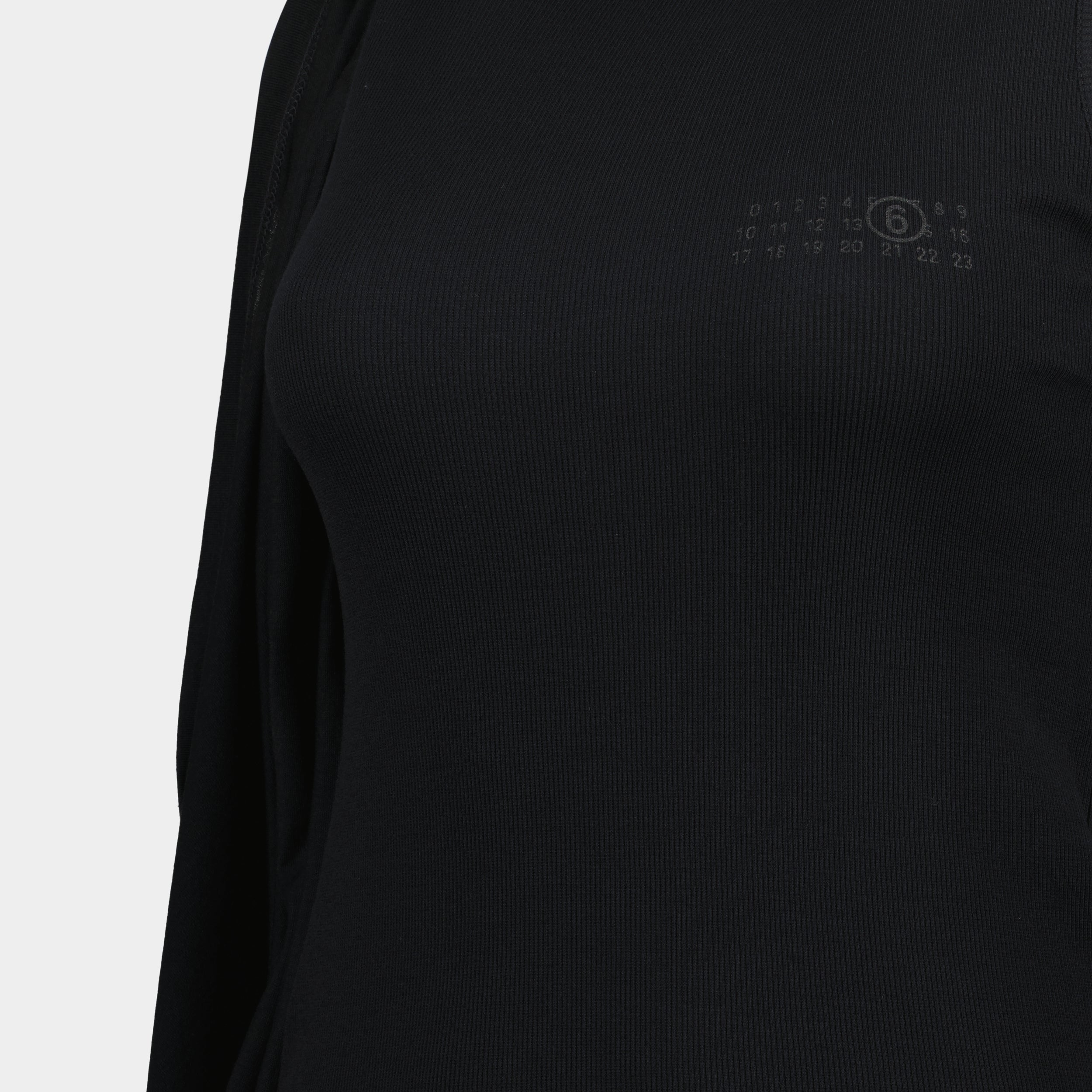 Tops Fransiertes T-Shirt Mm6 Schwarz Femme