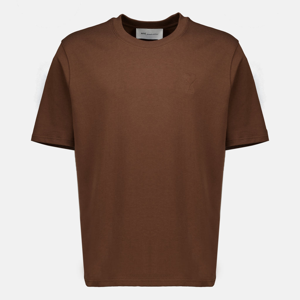 T-shirts Brown Cotton T-Shirt Ami PARIS Marron Unisexe