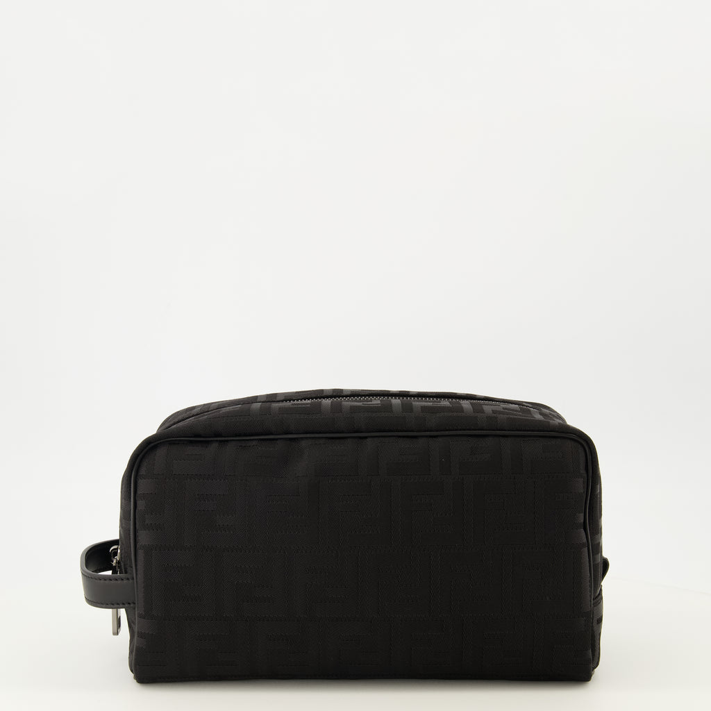 Pochettes Trousse de toilette medium FF en nylon noir Fendi Noir Homme