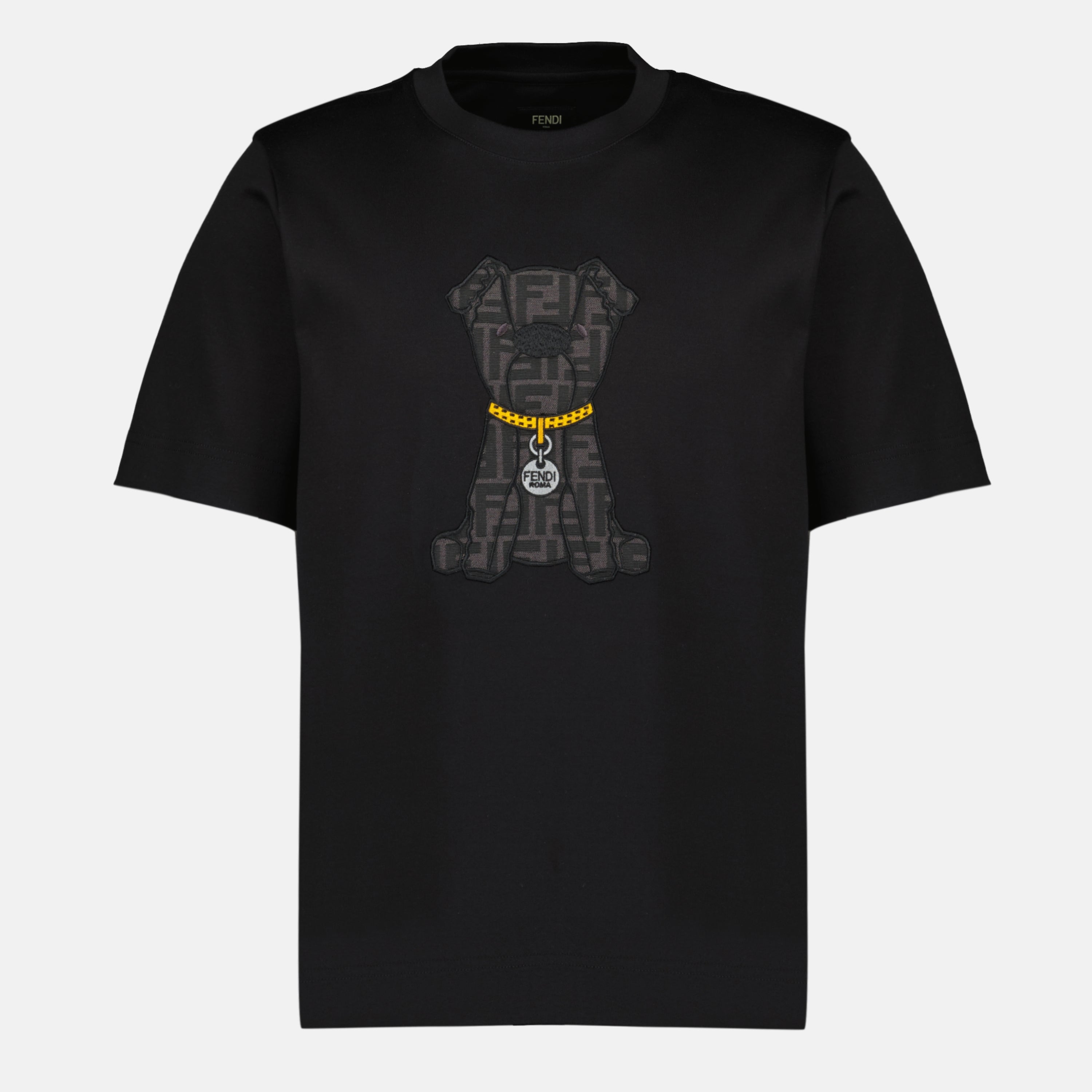 T-shirts T-shirt imprimé noir en coton Fendi Noir Homme