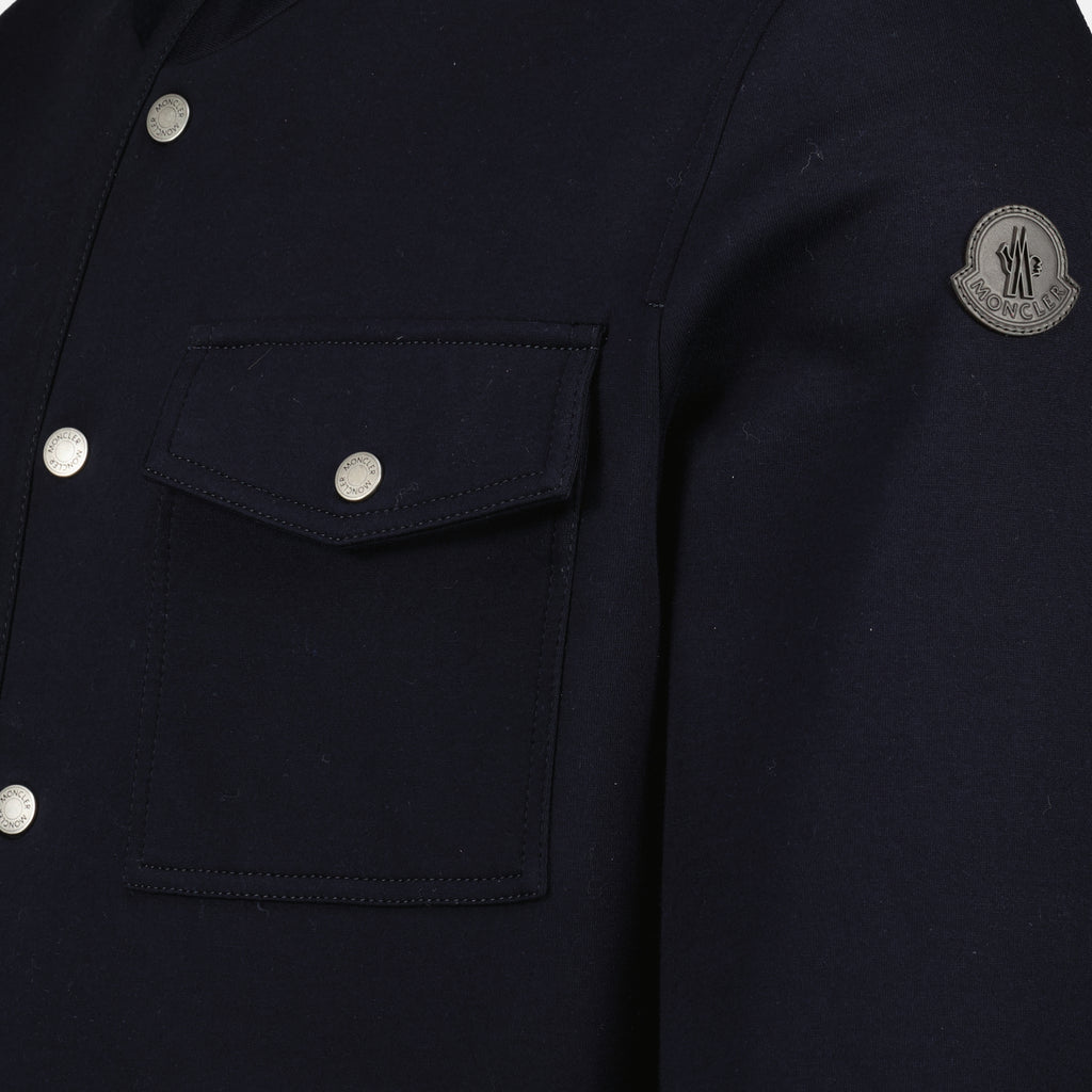 Image of the Navy Blue Bandelier Overshirt by Moncler for Men - Spring-Summer 2026 - Detailed View_1