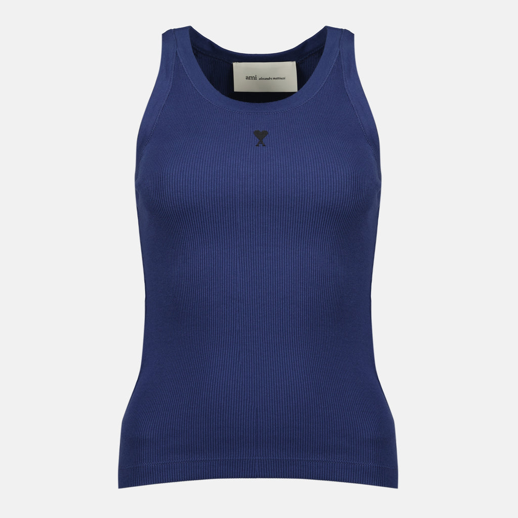 Image de l'article Débardeur Ami de coeur bleu marine de la marque Ami PARIS pour Femme - Saison Printemps-Été 2026 - Vue de Face