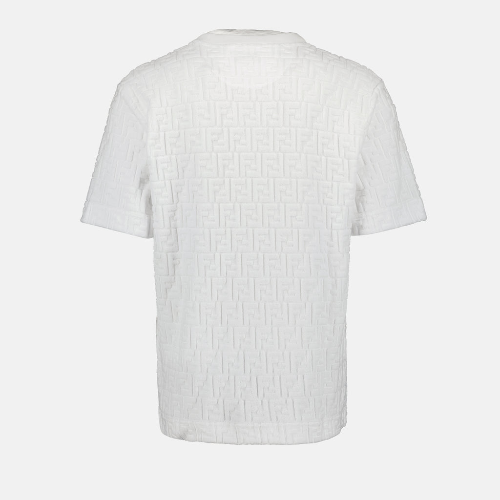T-shirts T-shirt FF en coton éponge Fendi Blanc Homme
