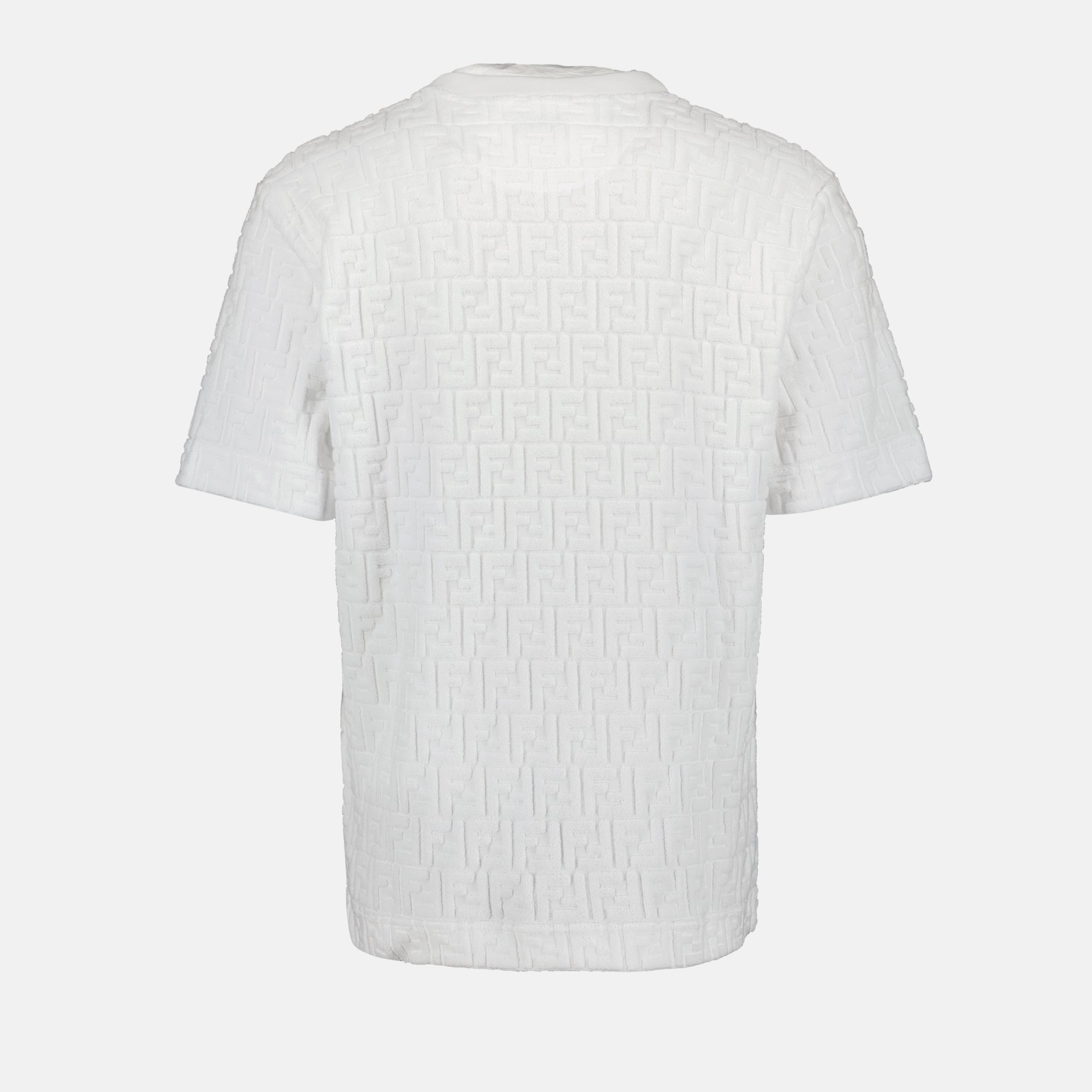 T-shirts T-shirt FF en coton éponge Fendi Blanc Homme