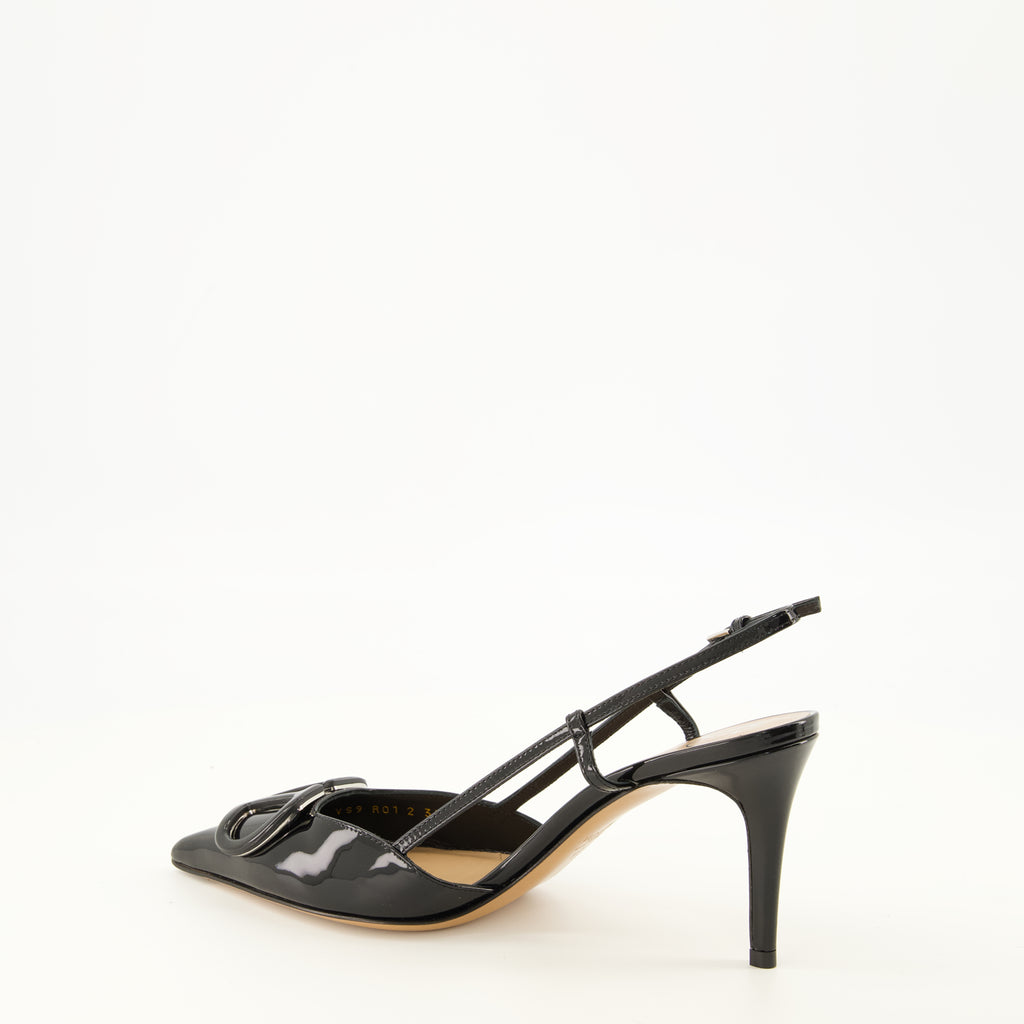 Escarpins Escarpins VLogo en cuir verni noir Valentino Garavani Noir Femme