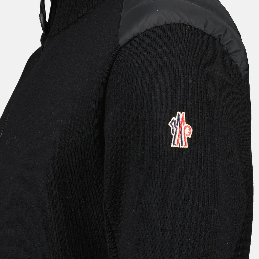 Image de l'article Cardigan zippé matelassé en laine noir de la marque Moncler Grenoble pour Homme - Saison Automne-Hiver 2025 - Vue détaillée_1