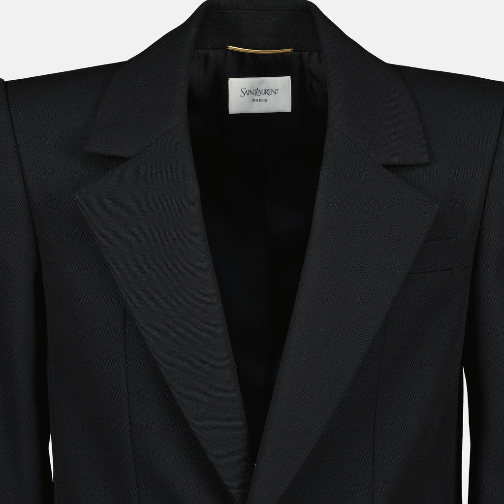 Image de l'article Blazer noir en laine de la marque Saint Laurent pour Homme - Saison Automne-Hiver 2025 - Vue détaillée_1