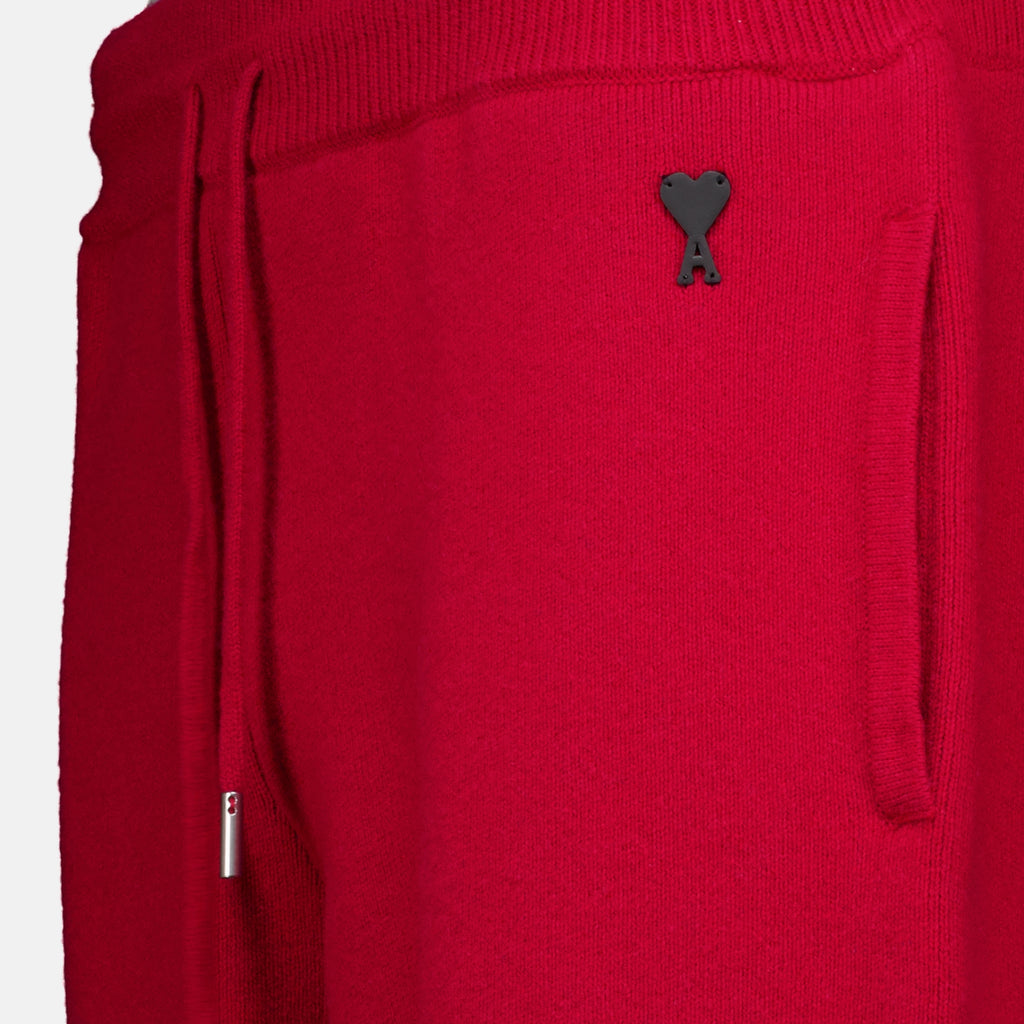 Pantalons Jogging Rosso in Lana Ami PARIS Rouge Unisexe