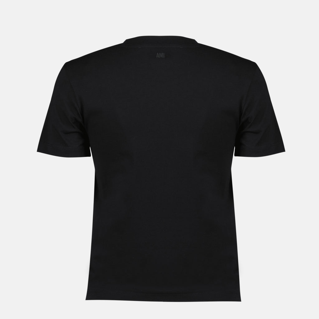Immagine della t-shirt AMI in cotone con cuore nero del marchio Ami PARIS per donna - Stagione Primavera-Estate 2026 - Vista Posteriore