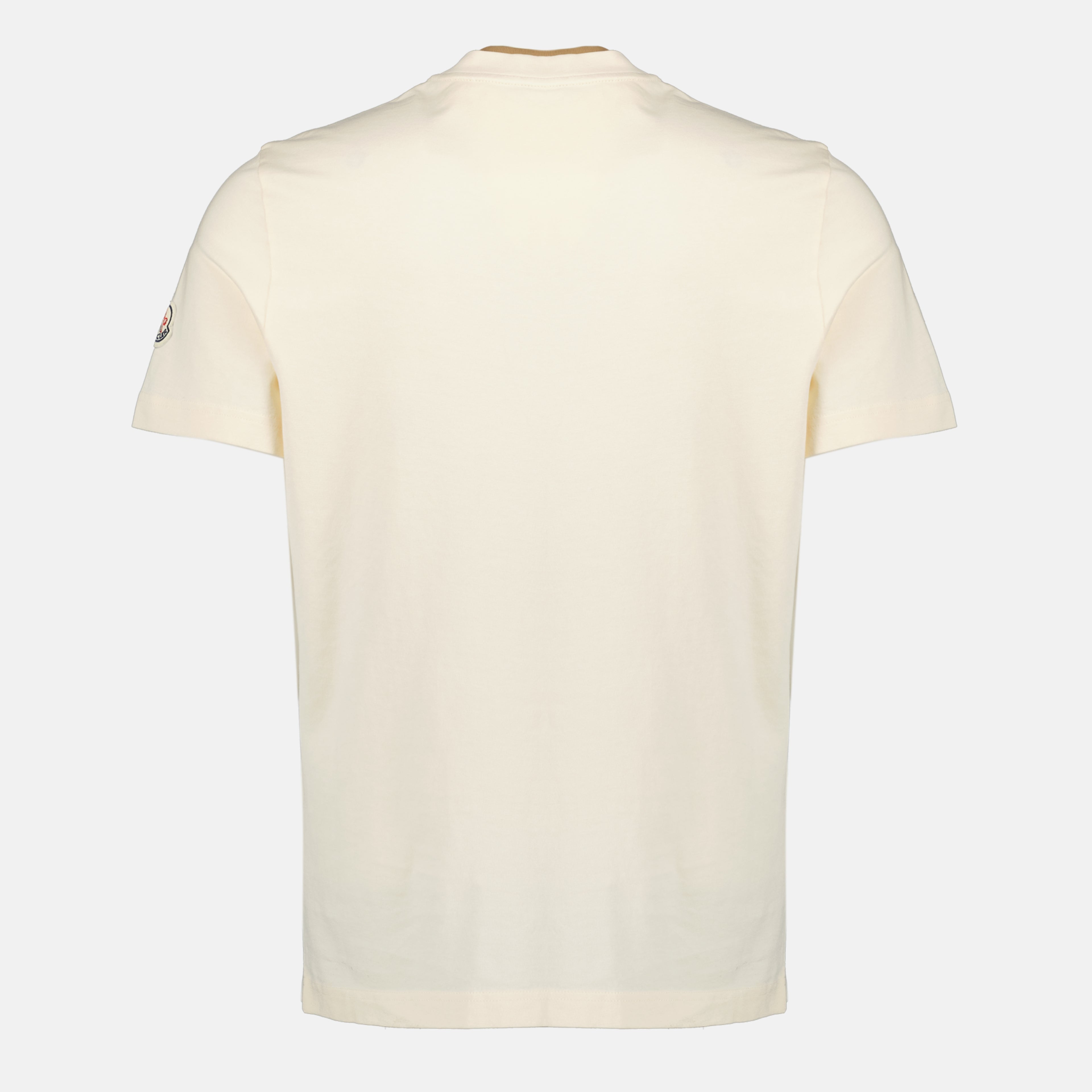 Image of the Moncler Men's embroidered beige T-shirt - Spring-Summer 2026 - Back View