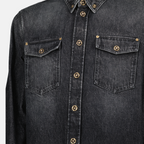 Chemises Chemise en jean Versace Noir Homme