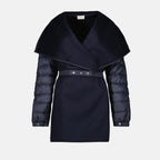 Vestes Cape en laine matelassée Moncler Bleu foncé Femme