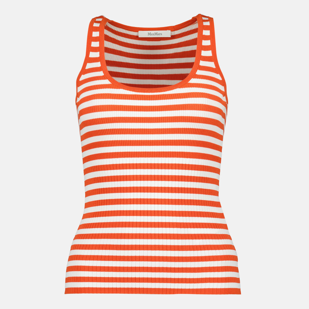 Bild des Artikels Gestreifter Ripptanktop in Weiß und Rot von Max Mara für Damen - Frühling-Sommer 2026 - Vorderansicht