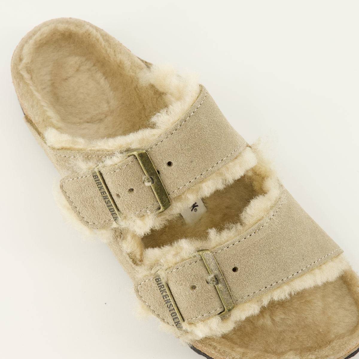 Chaussures ouvertes 베이지 퍼 아리조나 샌들 Birkenstock Beige Unisexe