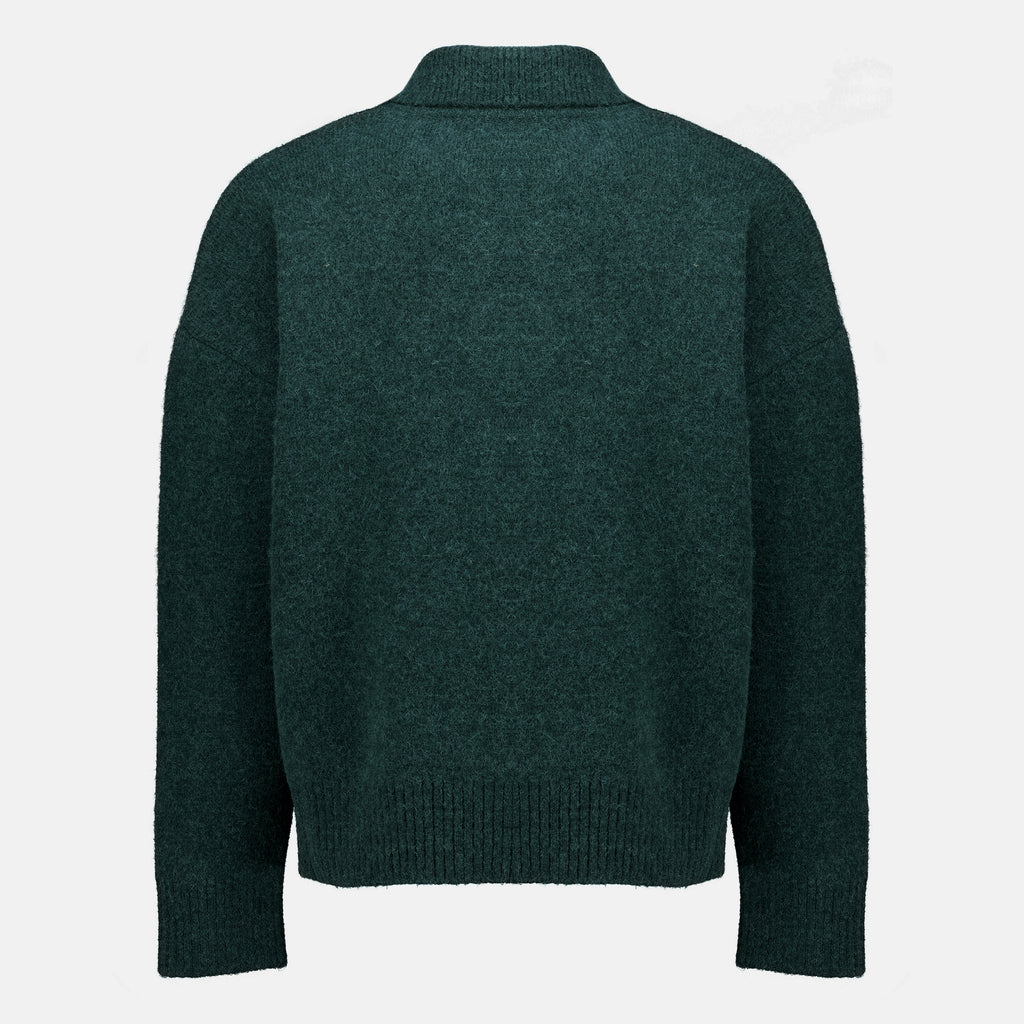 Polos Dunkelgrüner Alpaka-Pullover Ami PARIS Vert Unisexe
