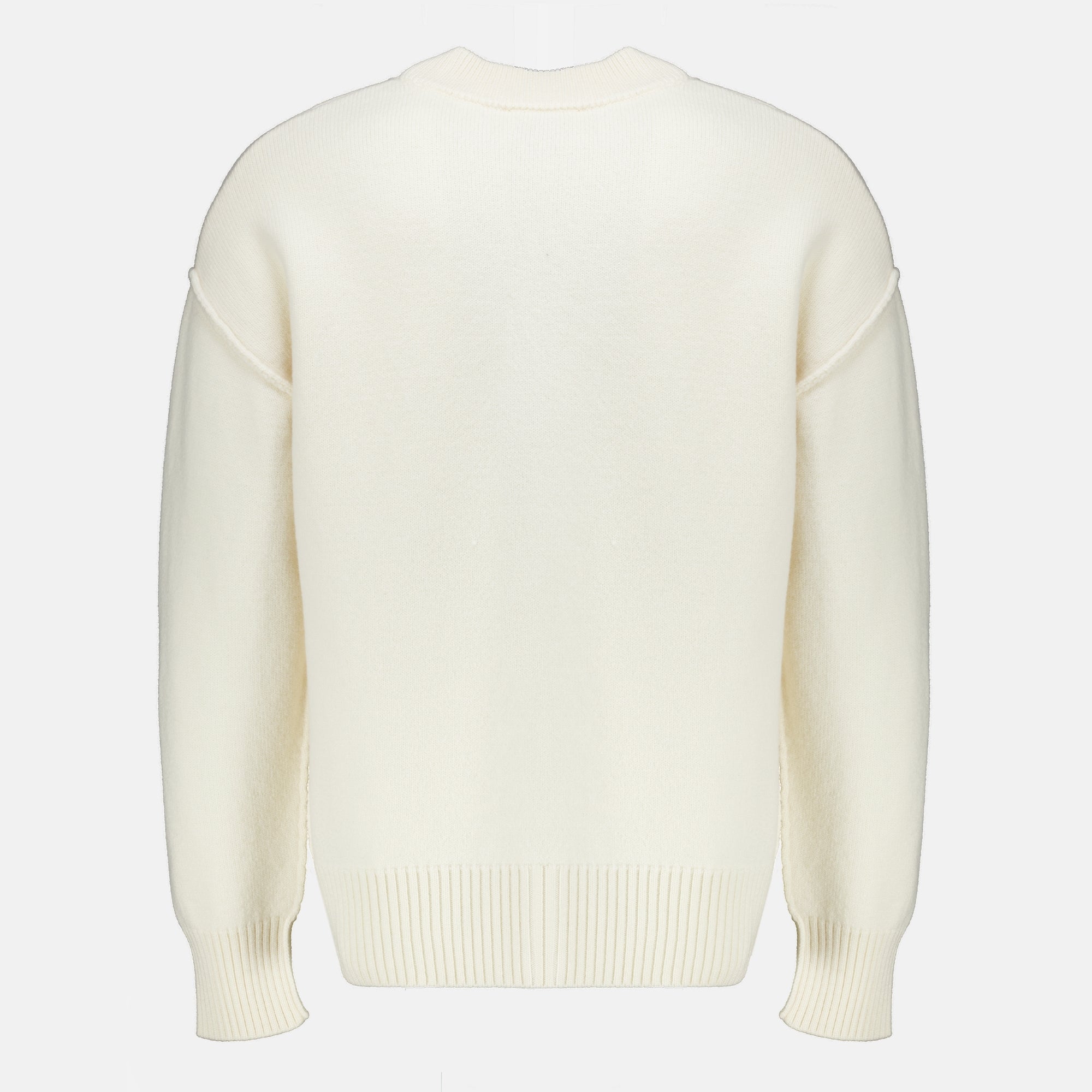 Maille White Wool AMI Heart Cardigan Ami PARIS Blanc Unisexe
