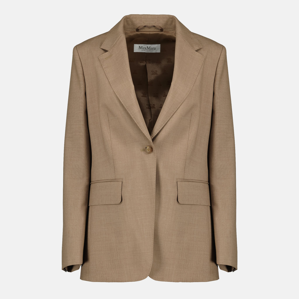 Imagen del blazer de lana marrón de la marca Max Mara para mujer - Temporada Primavera-Verano 2026 - Vista Frontal