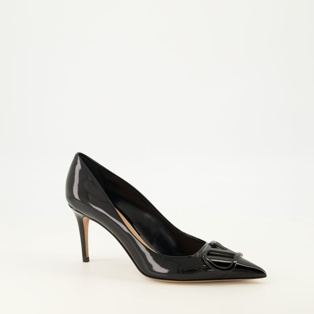 Escarpins VLogo Décolleté Nere in Pelle Verniciata Valentino Garavani Noir Femme