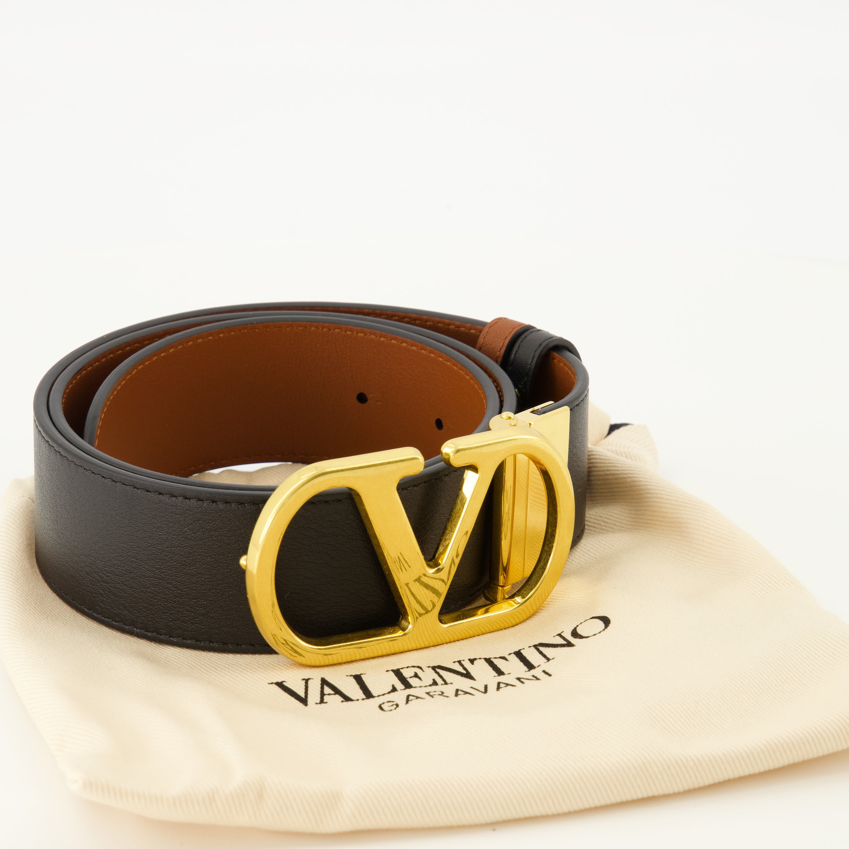 Ceintures 리버시블 VLogo 벨트 브라운과 블랙 40mm Valentino Garavani Marron Femme