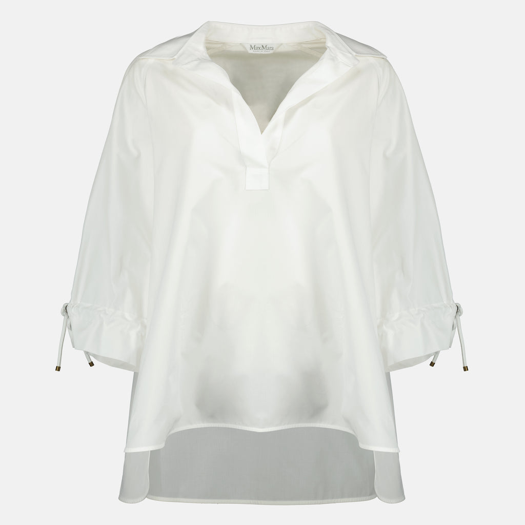Imagen del artículo Blusa blanca de popelín de algodón de Max Mara para Mujer - Temporada Primavera-Verano 2026 - Vista Frontal