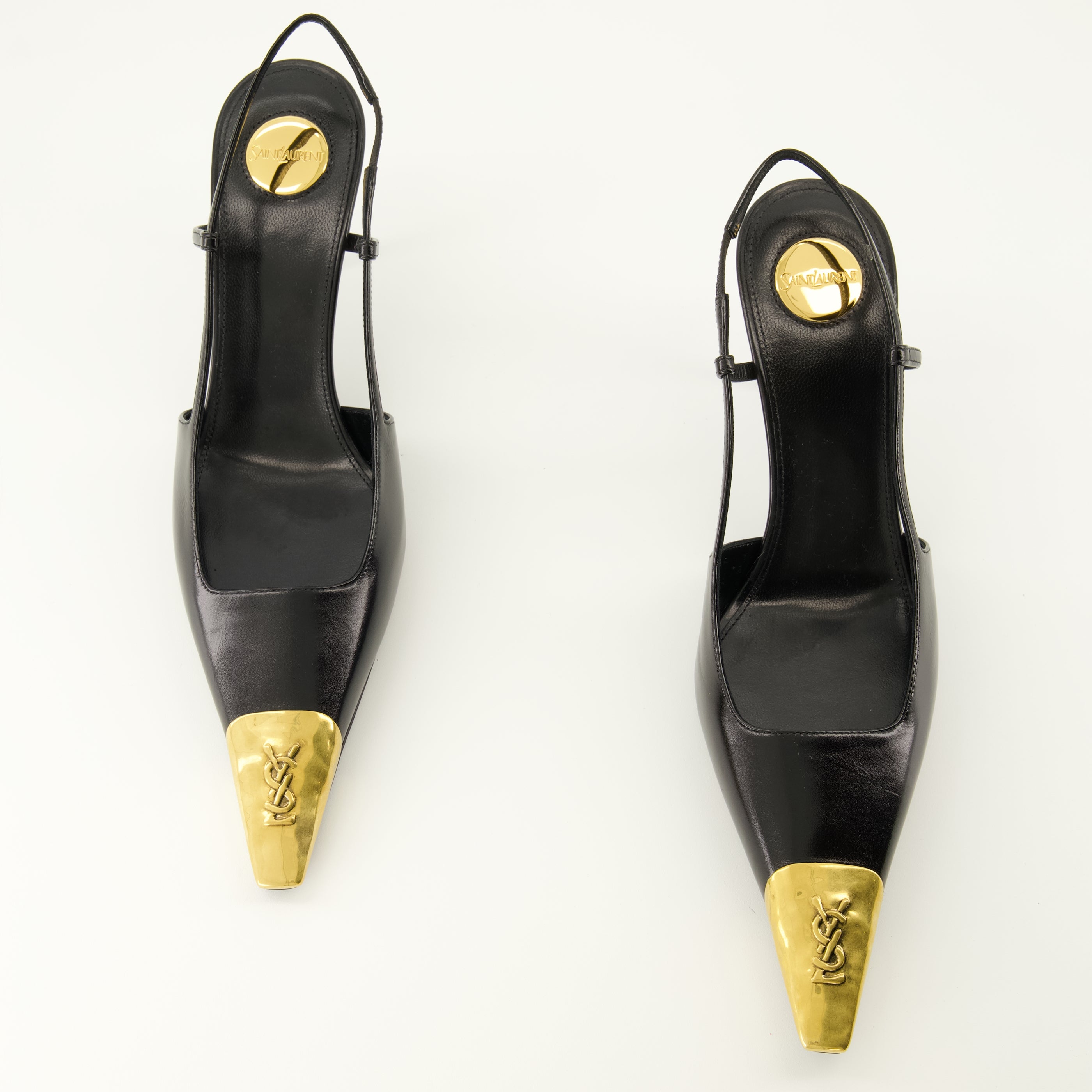 Escarpins Jeanne Slingback in Pelle Nera Saint Laurent Noir Femme