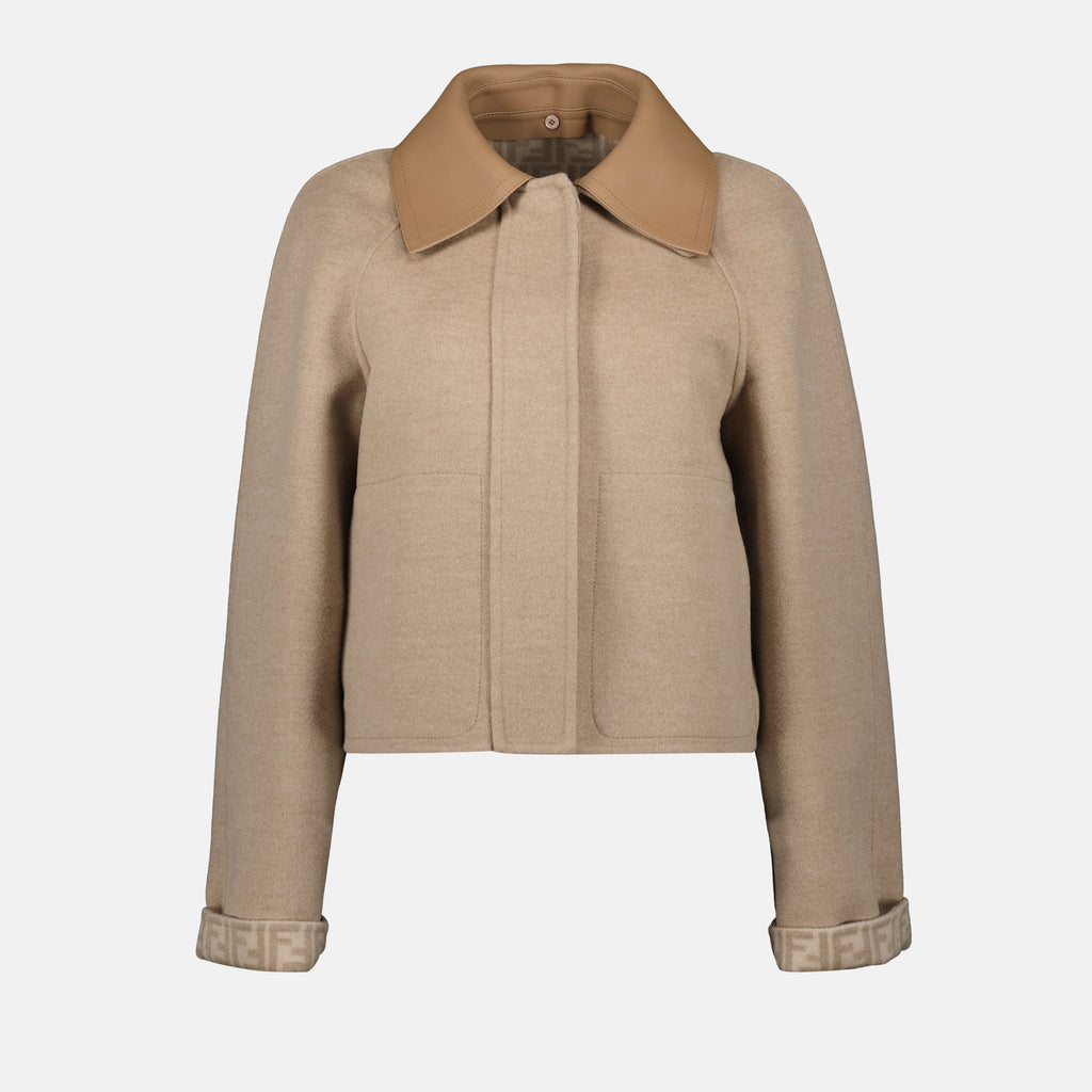 Vestes Blouson en laine Fendi Beige Femme
