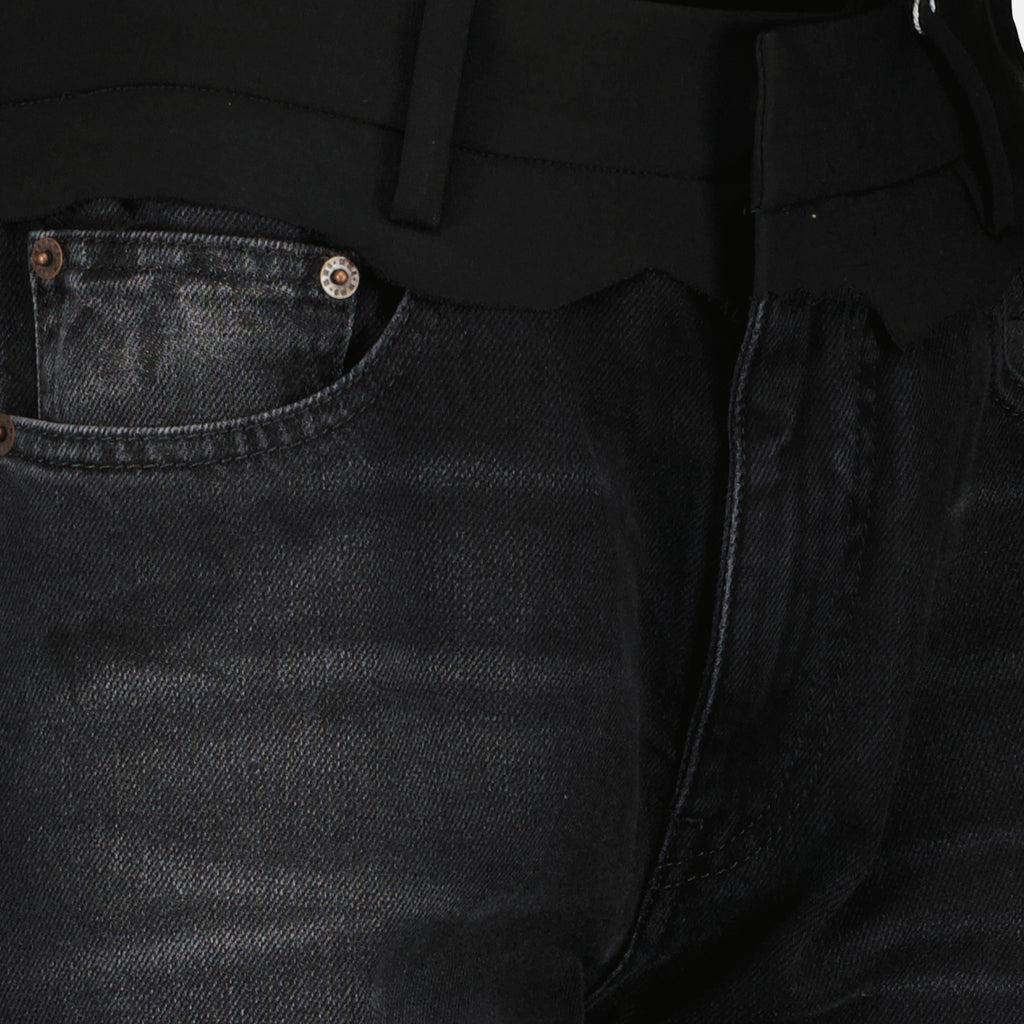 Pantalons 스트레이트 레그 블랙 데님 청바지 Mm6 Noir Femme
