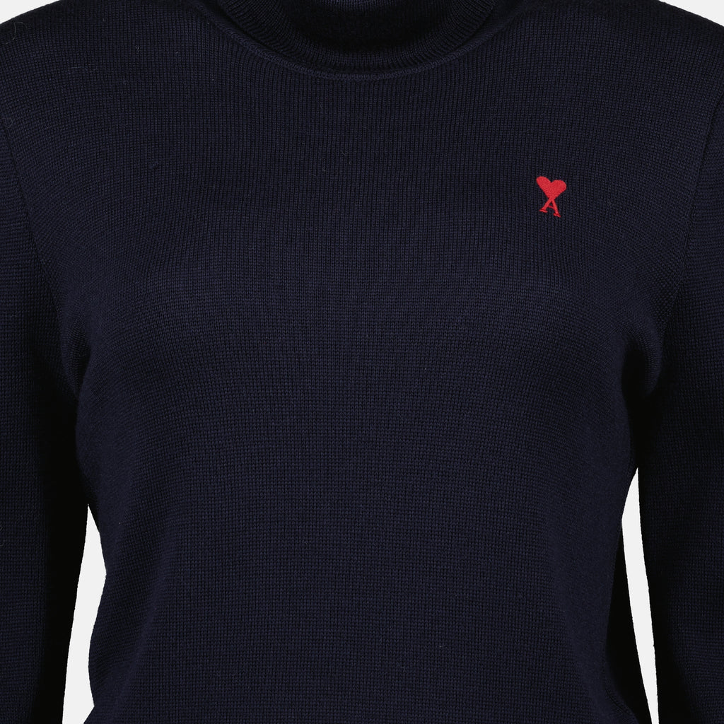 Immagine del maglione con colletto alto Ami de coeur del marchio Ami PARIS per Donna - Stagione Autunno-Inverno 2025 - Vista Dettagliata_2