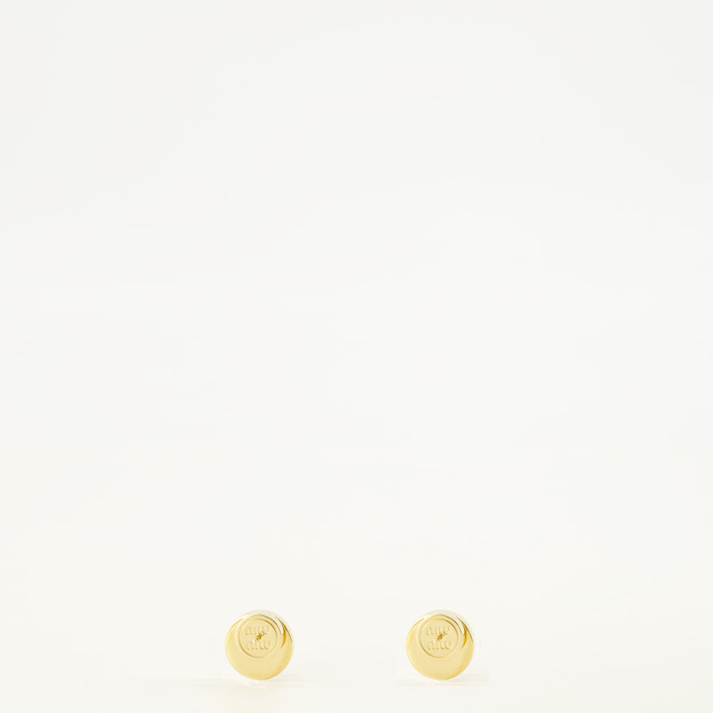 Bijoux Brincos de Metal com Email Branco Miu Miu Noir Femme