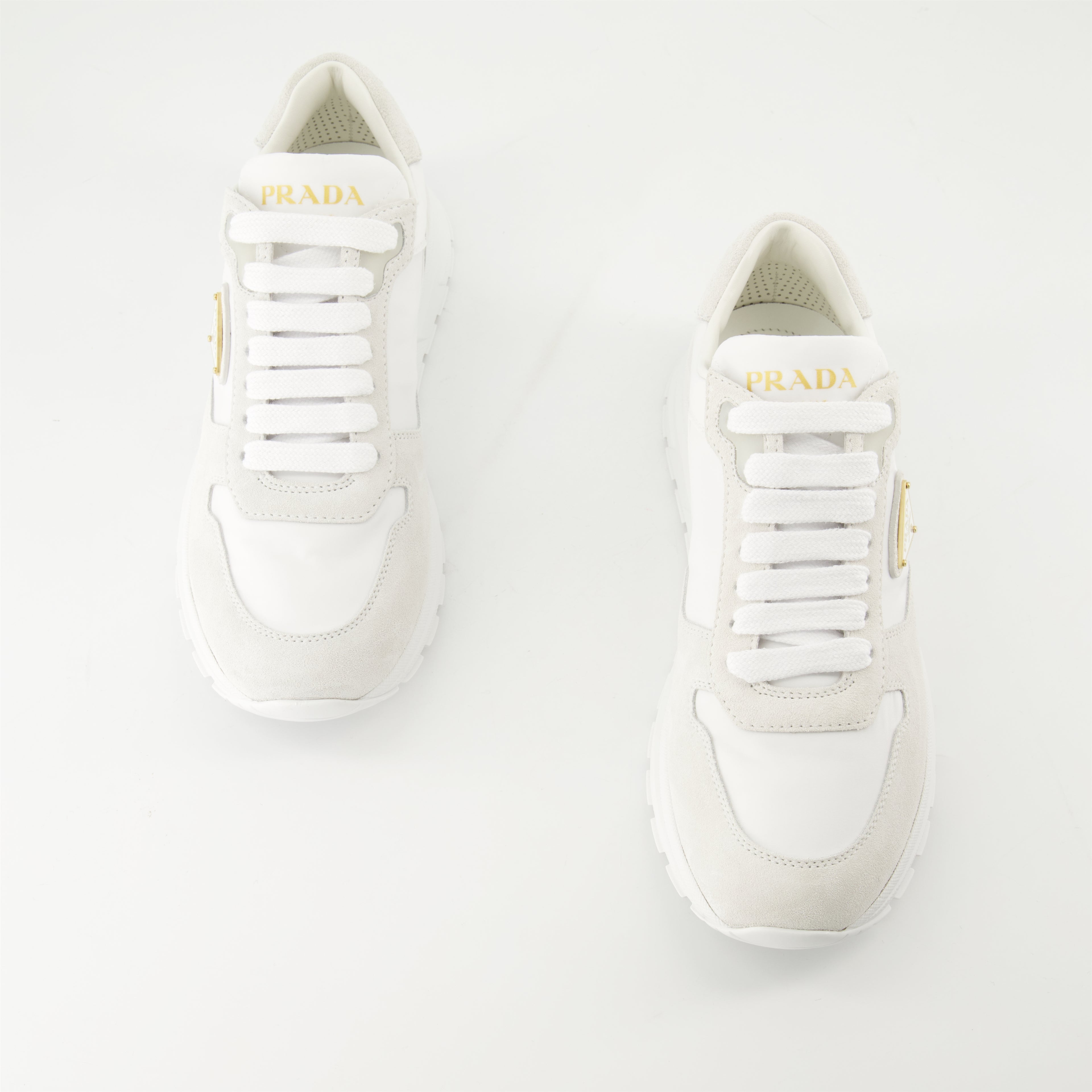 Sneakers Nylon and Leather Sneakers Prada White Femme